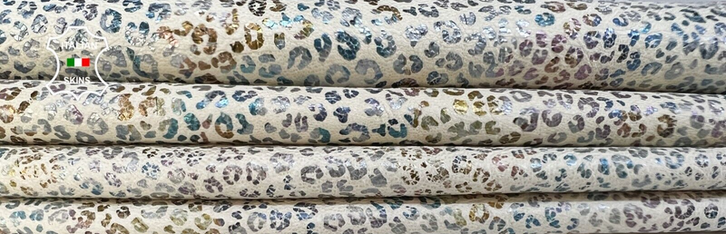 MULTICOLOR CHEETAH LEOPARD PRINT on Lamb leather 2 skins 10+sqf 0.8mm #B5484
