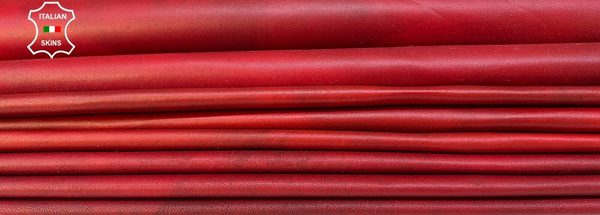 RED DSTRESSED ANTIQUED Soft Italian Lambskin leather 5 skins 38sqf 0.8mm #B9129