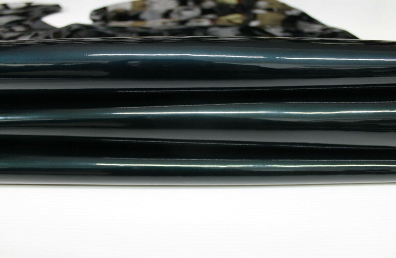 PATENT DARK TEAL pearlized Upholstery CALF cow Leather skin 13+sqf 0.8mm #P11
