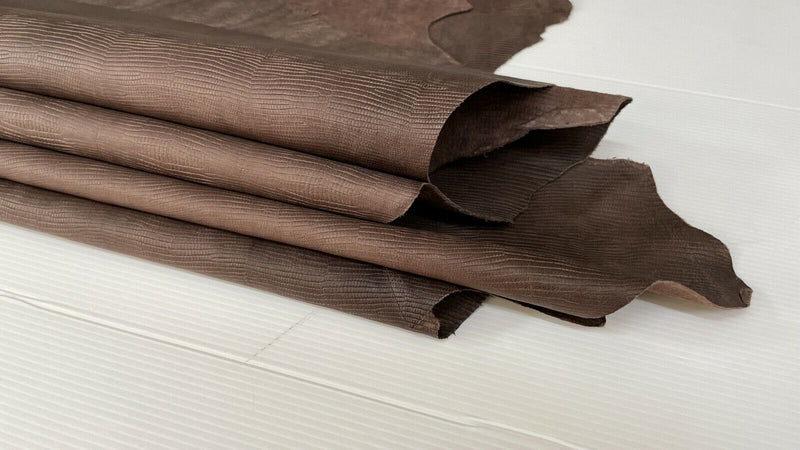 NATURAL BROWN TEJUS veg tan Calfskin Calf leather 2 skins 14sqf 0.7mm #A7347