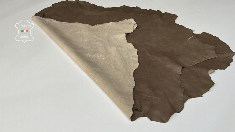 WALNUT BROWN DISTRESSED Thin Soft Lambskin leather 2 skins 10sqf 0.6mm #B7298