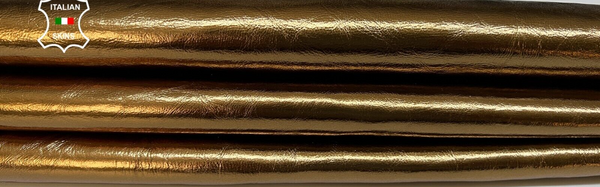 METALLIC BRONZE CRINKLED Soft Italian Lambskin leather hides 6sqf 0.8mm #B6306