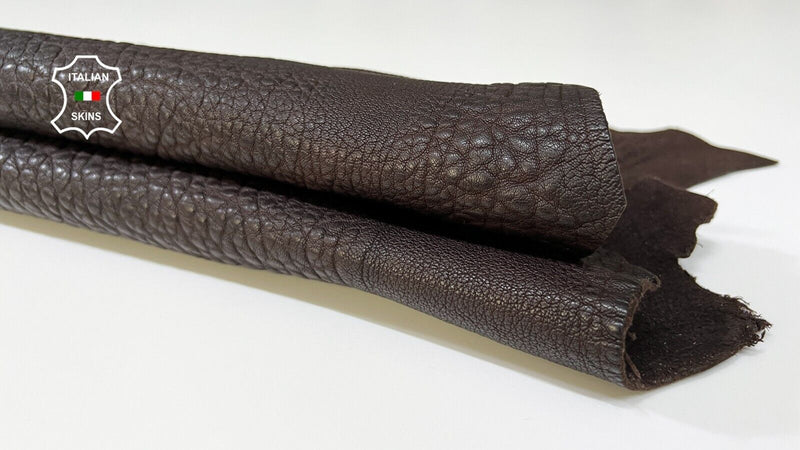 DARK BROWN BUBBLY VEGETABLE TAN Thick Italian Lambskin leather 4+sqf 2.4mm B6227