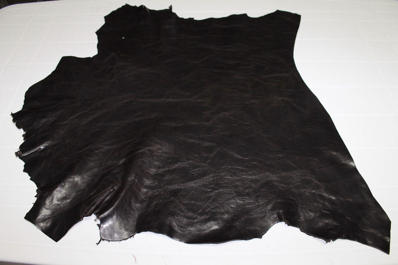 Italian thick Goatskin leather skins hides hide ANTIQUED SHINY DARK BROWN 5sqf