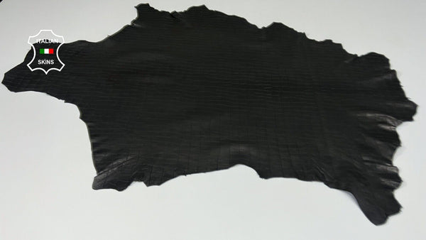 NATURAL BLACK CROCODILE TEXTURED VEGETABLE TAN On LAMB leather 8sqf 1.0mm #B5775