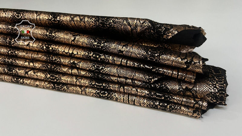 METALLIC COPPER SNAKE PRINT On Soft Goatskin Leather 2 skins 10+sqf 0.7mm #B7850