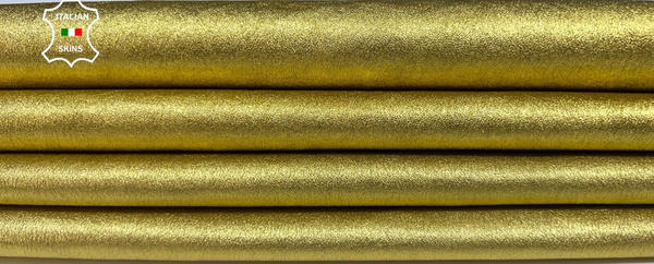METALLIC GOLD ROUGH Thin Soft Stretch Lambskin leather 2 skins 9+sqf 0.6mm B3526