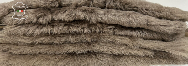 TAUPE GRAY sheepskin shearling fur hairy leather 2 skins total 17"X26" #B7240