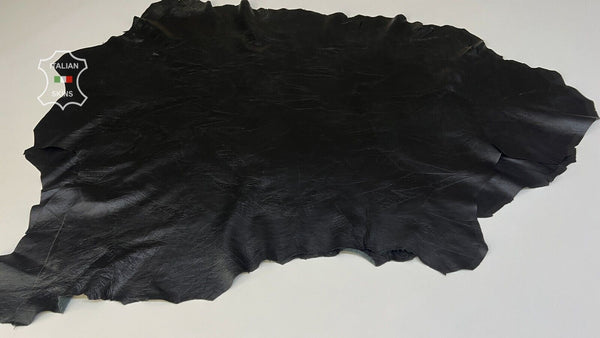 BLACK TEXTURED EMBOSSED Thin Soft Italian Lamb Leather 2 skins 16sqf 0.6mm B7962