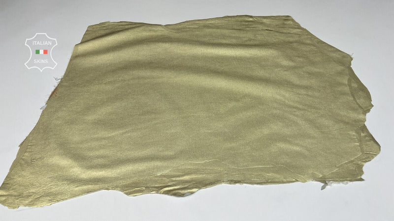 METALLIC LIGHT GOLD Thin Soft Stretch Lamb leather 2 skins 12sqf 0.4mm #B7157