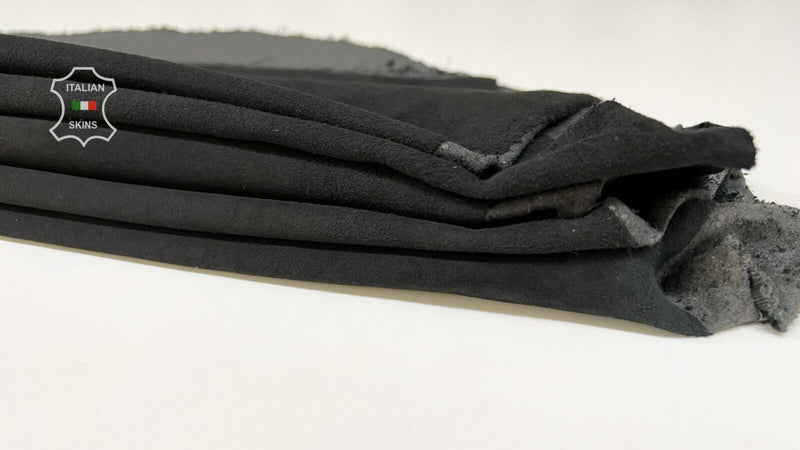 ANTHRACITE BLACK NUBUCK WASHED Stretch Lamb leather 2 skins 9+sqf 1.0mm #B7162