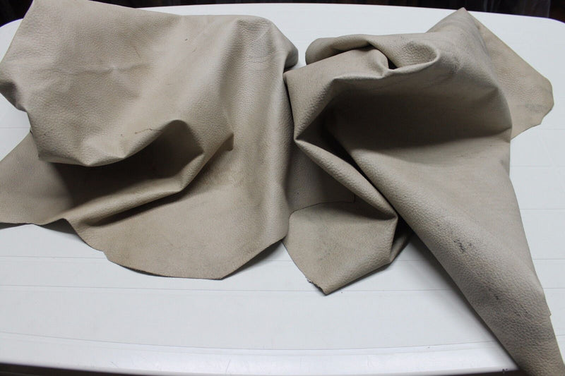 Italian Goatskin leather hides skin skins VINTAGE NATURAL GRAINY BEIGE 16sqf