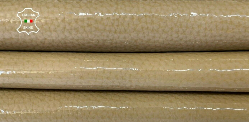 BEIGE GRAINY PATENT thick calf calfskin leather 2 skins total 5sqf 1.5mm #A8255
