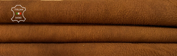 WASHED NUBUCK BROWN Soft Italian STRETCH Lamb leather hides 4+sqf 0.8mm #B7484