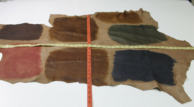 HAND PAINTED BRUSHED BROWN soft Italian Lambskin leather skin 7sqf #A4857