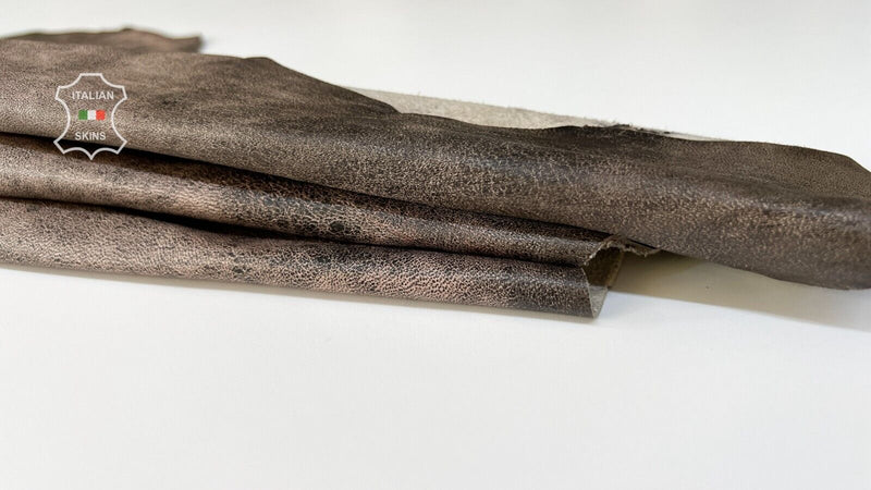 TAUPE BROWN DISTRESSED VINTAGE LOOK Thick Soft Lambskin leather 5sqf 1.1mm B8082