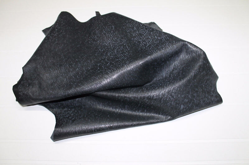 Italian thick Goatskin leather skins VINTAGE DARK GREY DISTRESSED 5sqf #A931