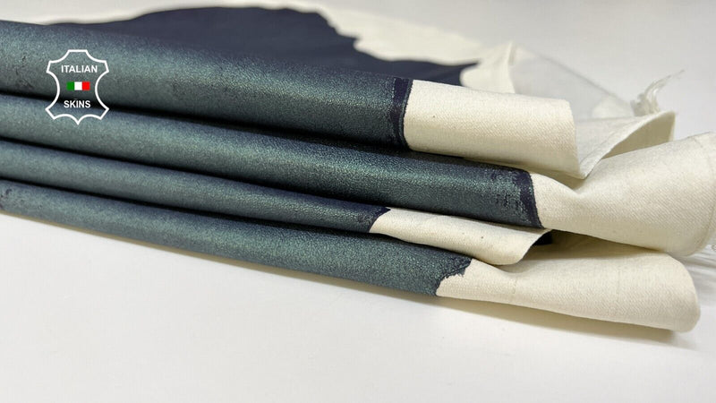TEAL PEARLIZED Soft Italian Stretch Lambskin leather 2 skins 12sqf 0.7mm #B6526