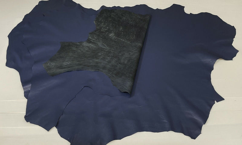 BLUE EPI LV textured thin soft Lambskin Lamb leather 2 skins 12sqf 0.5mm #A7335