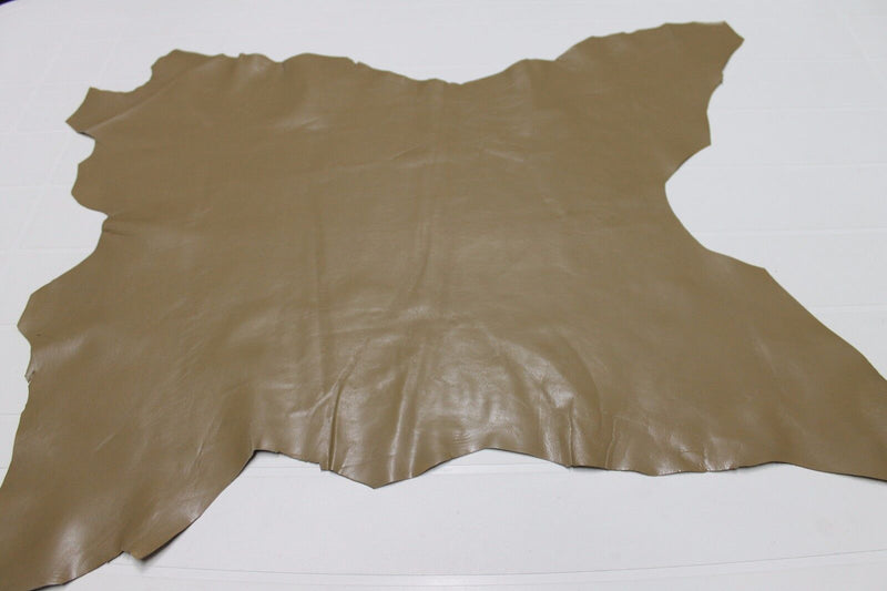 Italian Goatskin leather skins hides hide skin SHINY KHAKI 4sqf #A1332
