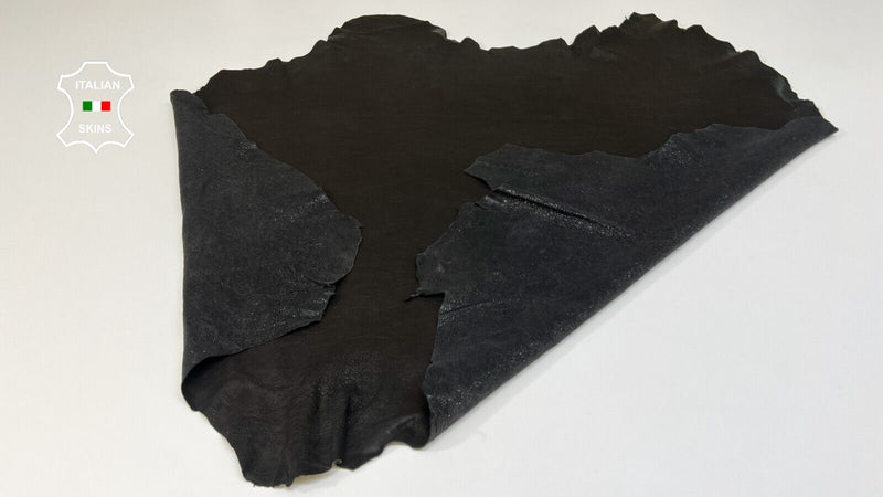ANTHRACITE BLACK CRACKED SHIMMER SHINY Soft Goatskin leather 7sqf 0.8mm #B5708