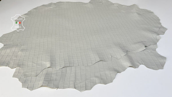 ICE GRAY CROCODILE EMBOSSED PRINT On Lambskin leather 2 skins 16+sqf 0.8mm B8197