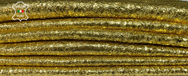 METALLIC GOLD Crispy Crinkle Crackle Lambskin leather 2 skins 15sqf 1.0mm #B2913