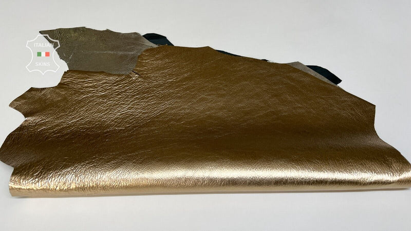 METALLIC PLATINUM & SILVER CRINKLED COATED Goat leather 2 hides 5sqf 0.8mm B7126