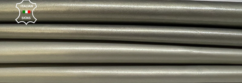 METALLIC KHAKI PATENT SHINY Soft Lambskin leather hides 2 skins 8sqf 0.7mm B6231