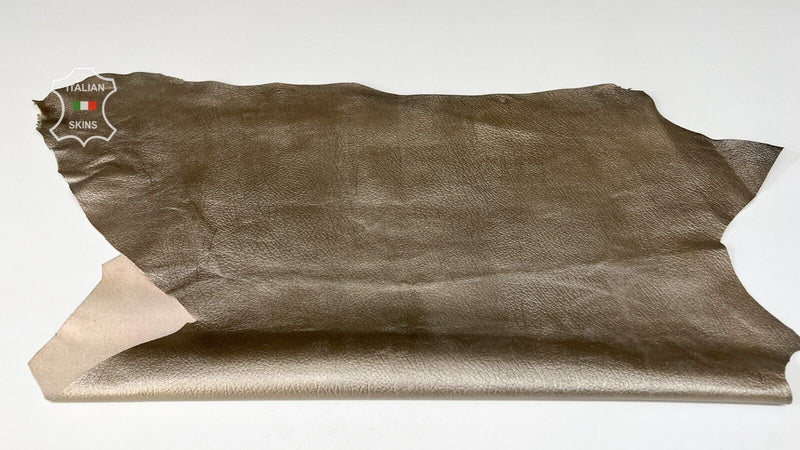 METALLIC PLATINUM ECRU GRAINY VEGETABLE TAN Goatskin leather 5sqf 1.0mm #B7525