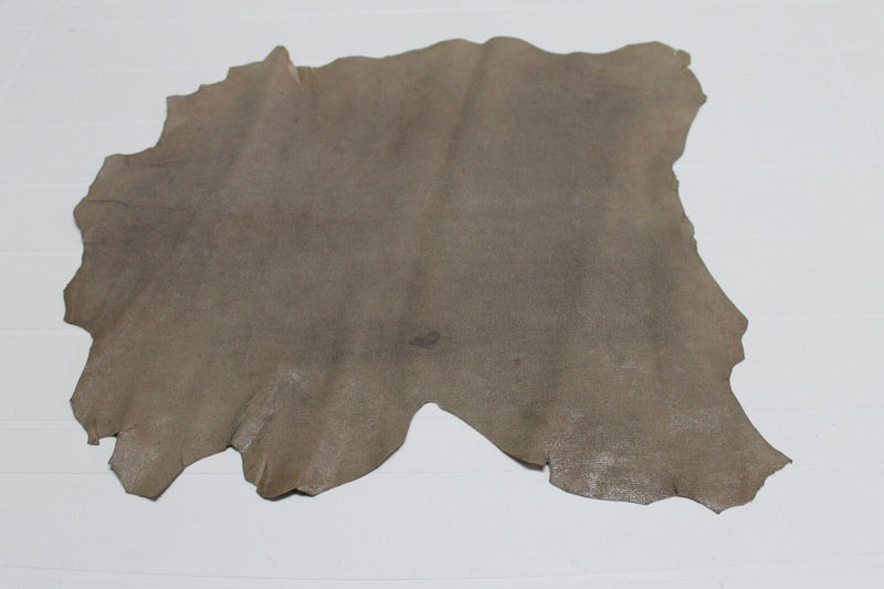 Italian Goatskin leather skins VTG WALNUT BROWN PRINTED DOTS & DISTRESSED 3sqf