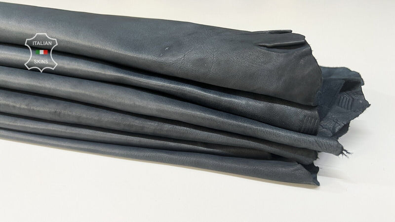 NAKED DARK GRAY MIDNIGHT Soft Italian Lambskin leather 3 skins 15sqf 0.8mm B7783
