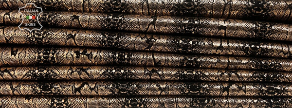 METALLIC COPPER SNAKE PRINT On Soft Goatskin Leather 2 skins 10+sqf 0.7mm #B7850