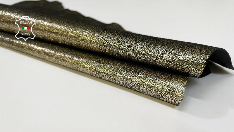METALLIC GOLD CRACKLED Soft Italian Goatskin Goat leather hides 3sqf 1.0mm B5348