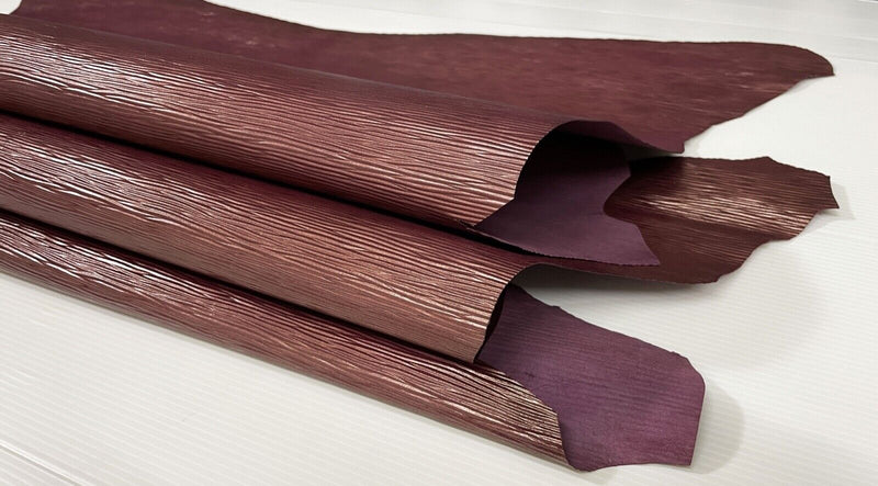 WINE EPI LV textured shiny strong Goatskin leather 2 skins 7sqf 0.8mm #A7425