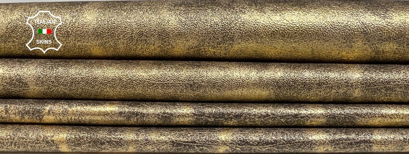 METALLIC OLD GOLD GIRAFFE TEXTURED ON Lamb leather 2 skins 10+sqf 0.6mm #B6055