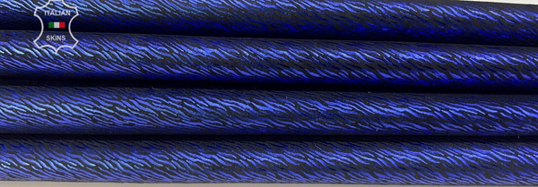 METALLIC BLUE ZEBRA PRINT BACKED On Goatskin Leather 2 skins 9+sqf 1.0mm #B7784