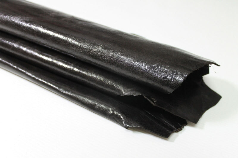 SHINY DARK BROWN ANTIQUED Italian Goatskin Goat leather skin 5sqf 1.2mm #A5440