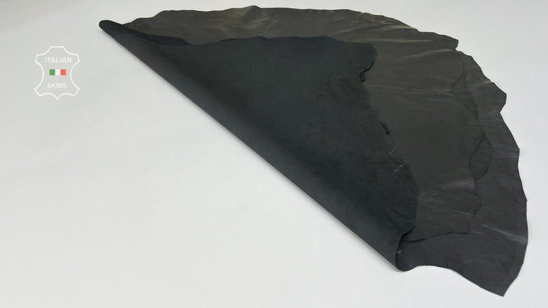 PATENT GRAY CRINKLED SHINY Thin Lambskin Leather hides 3 skins 18sqf 0.4mm B7979