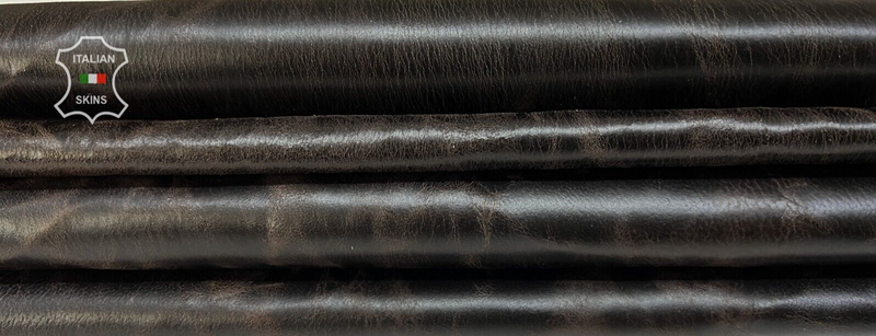 DARK BROWN VINTAGE LOOK Soft Stretch Lambskin leather 2 skins 10sqf 0.7mm #B7428