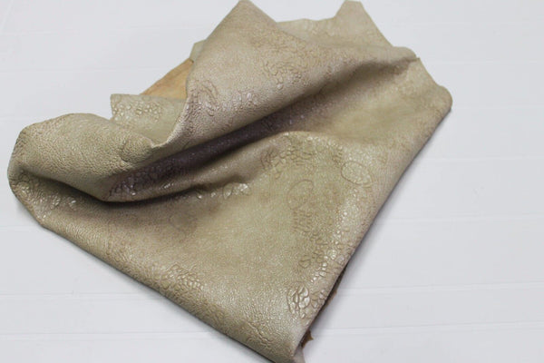 Italian Goatskin leather skin COATED BEIGE BUBBLES GRAINY 5sqf #A1801