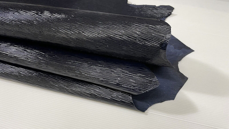 VERY DARK BLUE EPI LV shiny strong Goatskin leather 2 skins 8sqf 0.9mm #A7427
