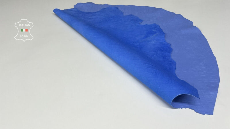 AZURE BLUE CROCODILE TEXTURED EMBOSSED PRINT On Lamb Leather 8sqf 1.0mm #B7841