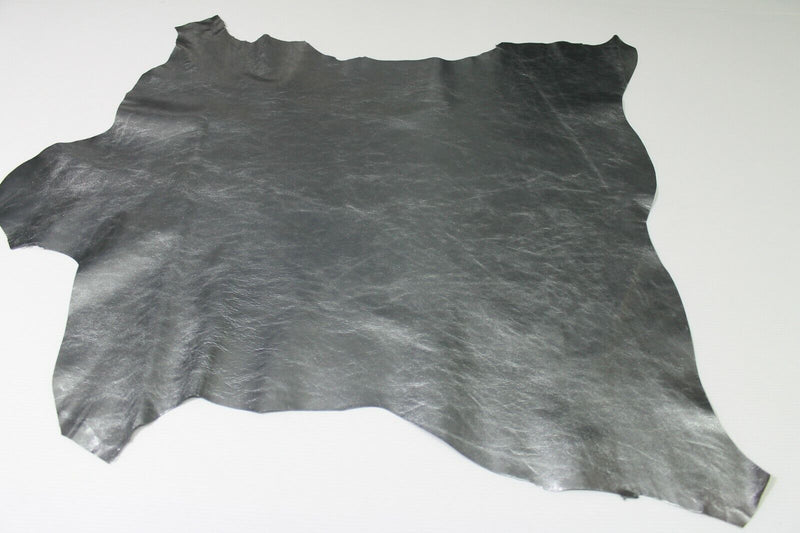 METALLIC CHROME SILVER STEEL metallic Goatskin leather skins 3-5sqf 0.8mm #A8890