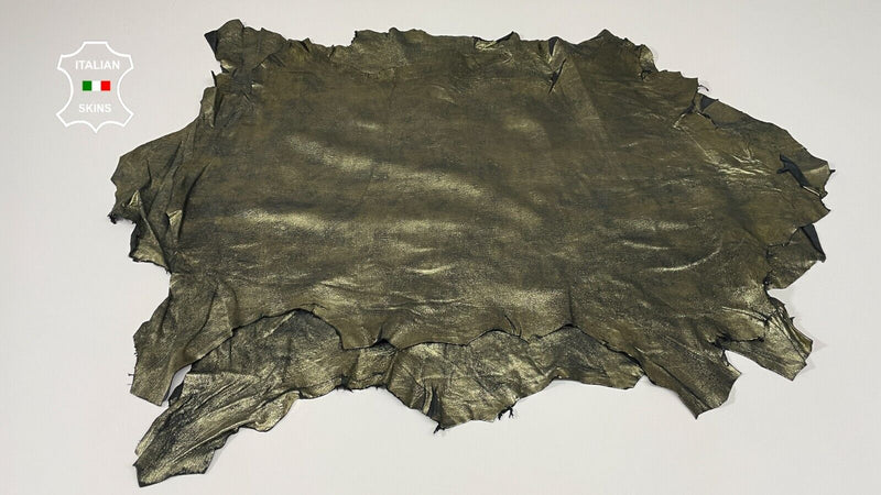 METALLIC BRONZE CRACKLED ANTIQUED Soft Lamb leather 2 skins 10+sqf 0.6mm #B2516