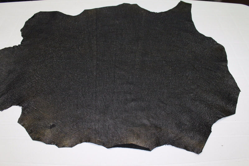 Italian Lambskin leather skin CRINKLE PATENT VERY DARK OLIVE 6sqf #A1134