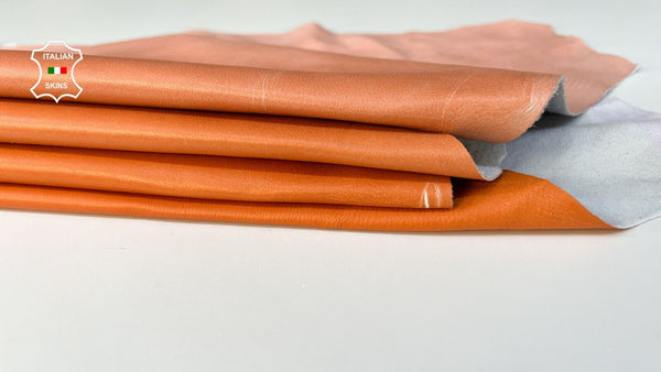 SALMON ORANGE DISTRESSED Soft Italian Lambskin leather hides 8sqf 0.7mm B9633