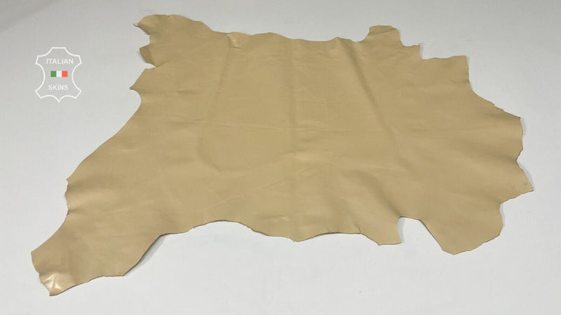 CREAM IVORY SHINY Strong Italian Goatskin Goat leather hides 4+sqf 0.7mm #B7534
