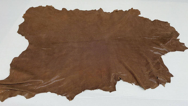 BROWN SHINY LAMé shiny dots thin soft Lambskin leather 2 skins 7sqf 0.4mm #A7257