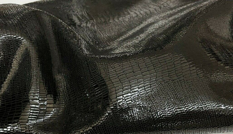 BLACK TEJUS shiny Italian Goatskin Goat leather 2 skins 6sqf 1.0mm #A7346